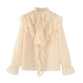 Laminated Decoration French Tulle Long Sleeve Shirt