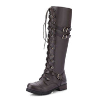 Explosive Style Round Toe Mid-heel Lace-up Over-the-knee Boots