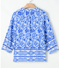 Blue Bohemian Print Leading Shirt Viscose