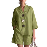Women's Solid Color Wide-Leg Pants Suit