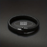 Mens Vintage Leather Bracelet With Leather Magnetic Clasp