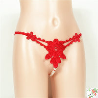 Women's Underwear Flower Cutout Big Beads Flirting