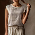 Sleeveless Lace-panelled Crew-neck Top Loose-fitting And Figure-flattering