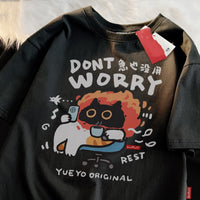 Cotton Loose Funny Short-sleeved T-shirt Men's Summer Casual