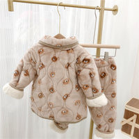 Children's Pajamas Three-layer Thickened Coral Fleece Suit