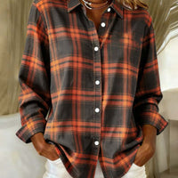 Womens Floral-Print Casual Loose-Fit Long-Sleeve Shirt