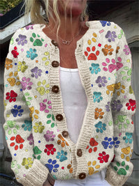 3D Digital Printing Cardigan Knitted Coat Women