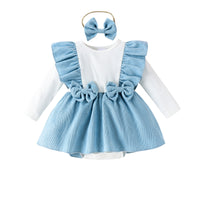 Spring And Autumn Baby Long-sleeved Corduroy Suspender Dress