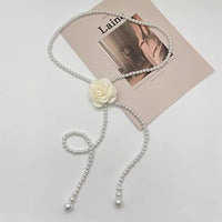 Camellia Pearl Waist Chain Decorative Dress