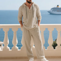 Men's Casual Home Wear Set Long Sleeve Pants With Hood
