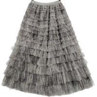 Plus-size Women's Mid-length Tie-dye Ink Print Mesh Skirt