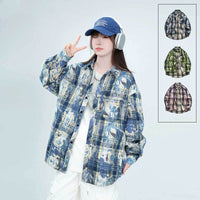 Embroidered Tie-dyed Long-sleeved Shirt Men's And Women's Coats