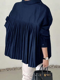 Loose Ruffled Asymmetrical Niche Blouse With Flared Hem