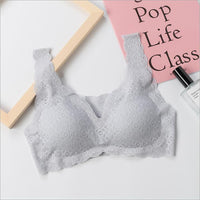 Japanese Sloggi Full Lace Underwear Defen An Gathered Wireless Sexy Beauty Back Anti-drooping Yoga Bra