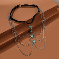 European And American Creative Love Turquoise Tassel Leg Chain