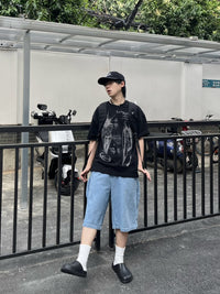 Fuzzy Printed 250g Heavy Short-sleeved T-shirt