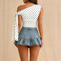 Polka-dot Asymmetric Versatile Camisole For Women