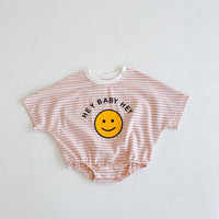 Summer Baby Children's Cotton Short Sleeve Rompers Printed Striped Romper