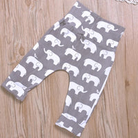 Autumn Hot Style Cotton Long Sleeve Elephant Print Trousers Hat