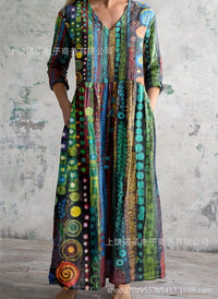 Womens Loose-fitting Fashionable Printed Dress