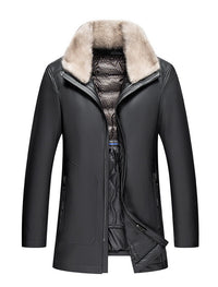 Haining Genuine Leather Clothes Men's Middle-aged High-grade Sheepskin Down