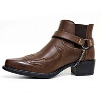 Fashion Personality Belt Buckle Thick Heel Pointed Men's Boots