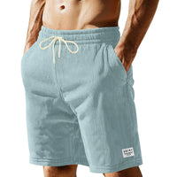 Solid-color Lace-up Loose-fit Straight-leg Mens Shorts For Summer