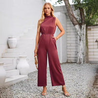 Women's Solid Color Hollow-out Jumpsuit