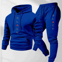 Mens Retro Letter-Print Long-Sleeve Top And Pants Set
