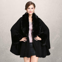 Oversized loose fox fur collar knitted cardigan