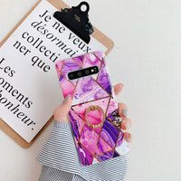 Marble splicing geometric electroplated mobile phone case