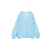 Solid Color And V-neck Knitted Solid Color Casual Cardigan Button Top Coat