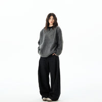 Loose Solid Color American Retro Twist Design Sweater For Women