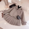 Girls' Pleated Short Skirt Two-piece Set