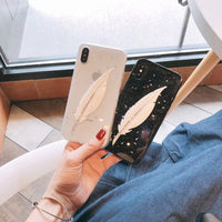 Samsung Epoxy Diamond Feather Phone Case
