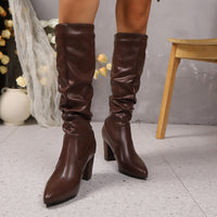 Pointed Pleated Sleeve High Heel Fashion Boots