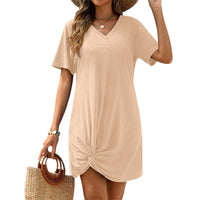 Women's Side-tie Knot Short-sleeve Mini Dress