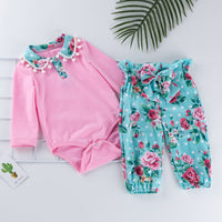 Baby long-sleeved one-piece chiffon pants suit