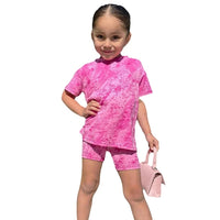Girls' Tie-dyed Short-sleeved Suit