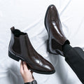 High-top Leather Shoes Men's Pointed Chelsea Booties