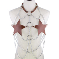 Leather Pentagram Chest Belt Body Chain