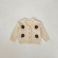 Baby Embroidered V-neck Knitted Cardigan Long-sleeved Sweater