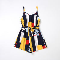 Printed V-neck Suspender Bodysuit For Women And Girls