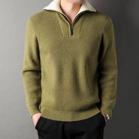 Twisted Jacquard Lapel Sweater Cardigan Men