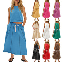 Sleeveless Vest And Skirt Set For Women