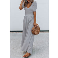 Round neck short sleeve long jumpsuit
