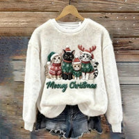 New Christmas Cute Pet Series Crewneck Hoodie With Printed Designs