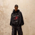 Meta-symbol Stain-brushed Hoodie With A Heavyweight Sweatshirt