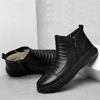 Casual top layer cowhide leather boots
