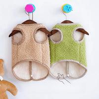 Cute Dog Thickened Coral Fleece Sweatshirt Vest With Leash Ring Autumn Winter Dog Outfit For Indoor Cats And Small Dogs